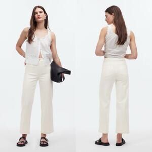 Madewell Emmett Wide Leg Crop Jeans Tile White Sz 26 Minimalist Nautical Coastal